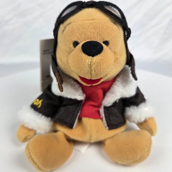Pilot Pooh Mini Bean Bag Plush 8” Disney Store Winnie The Pooh NWT - Picture 1 of 7